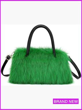 Faux Fur Hobo Shoulder Bag Detachable Strap Fluffy Handbag Tote Purse Mom Gift